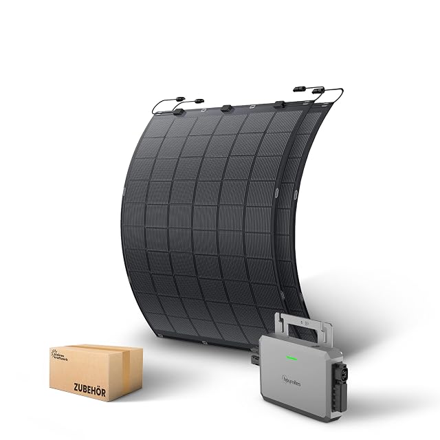 Módulos solares de balcón flexibles Kleines Kraftwerk fijados a una barandilla con bridas