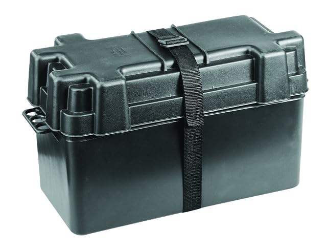 Caja de batería Nuova Rade de polipropileno negro con correa de sujeción