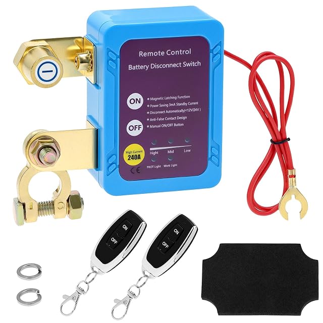 Seccionador de batería con mando inalámbrico QWORK con dos mandos
