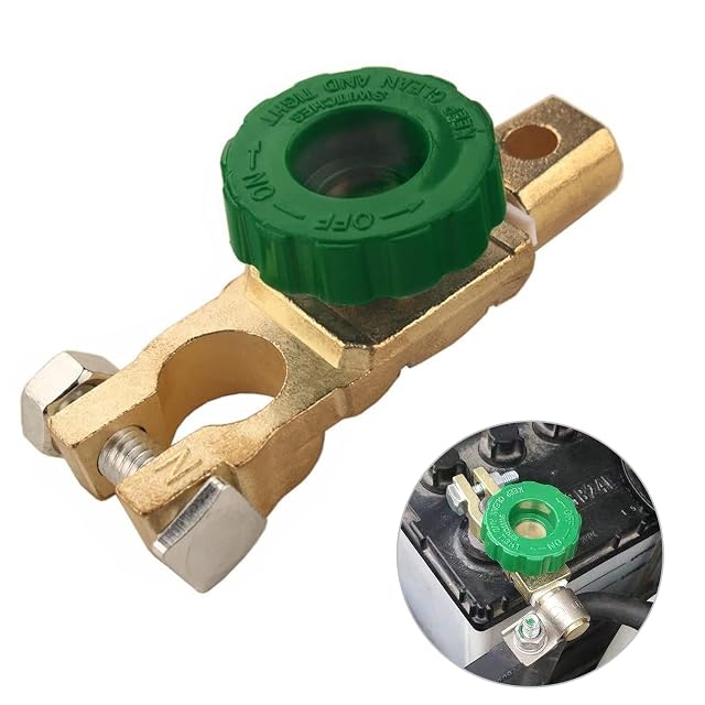 Seccionador de borne de batería Tawveml con rueda verde