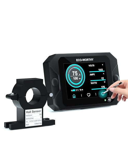Monitor de batería ECO-WORTHY con pantalla táctil a color de 3,5 pulgadas
