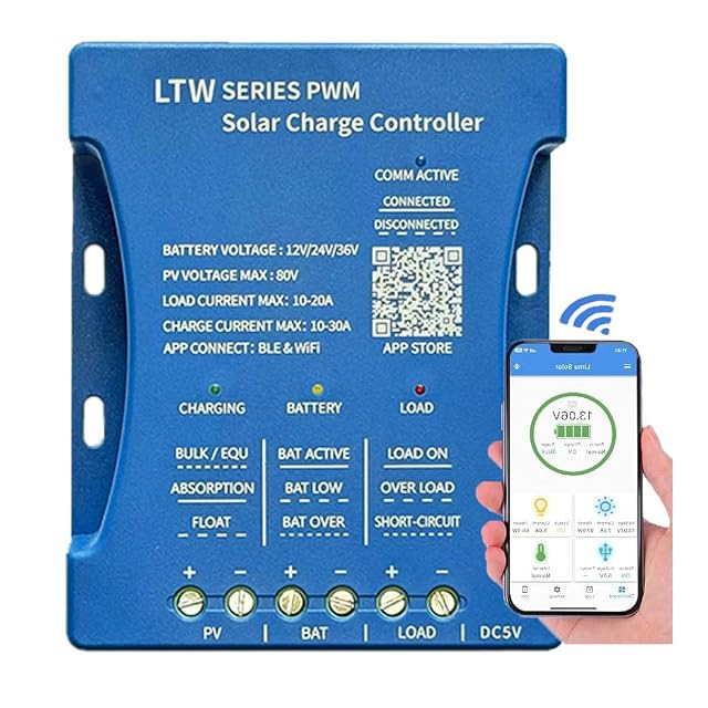 Regulador solar Y&H LTW de 30 A con Bluetooth y WiFi