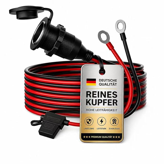 Toma de accesorios de 12 V RGBer con terminales de ojal y fusible en línea