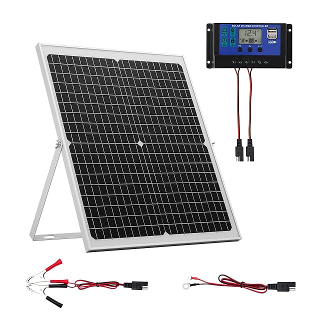 Cargador solar de batería VEVOR de 30 W monocristalino con soporte regulable