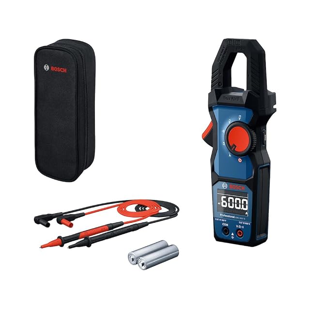 Pinza amperimétrica Bosch Professional GMC 600-15 azul con cables de medida