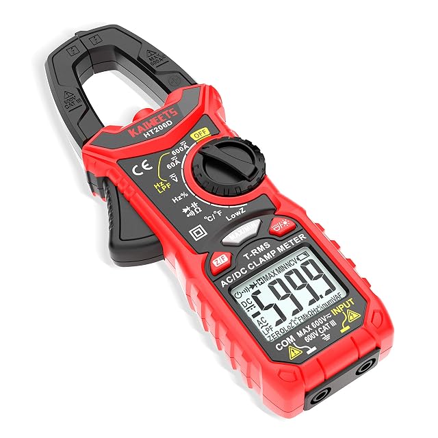 Pinza amperimétrica KAIWEETS HT206D con mordaza de 31 mm y pantalla retroiluminada
