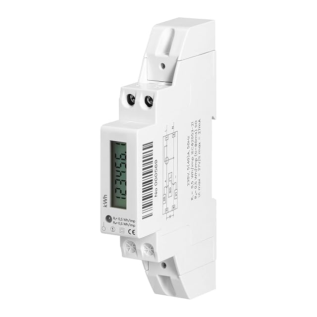 Contador de energía monofásico en carril DIN Miratic con pantalla LCD