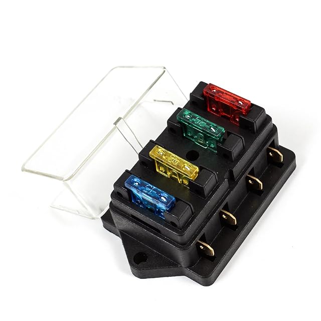 Caja de fusibles de cuchilla AWEHIRU de cuatro vías con tapa transparente