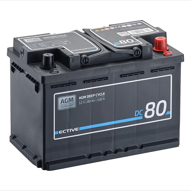 Batería ECTIVE DC80 AGM de ciclo profundo para furgonetas y barcos