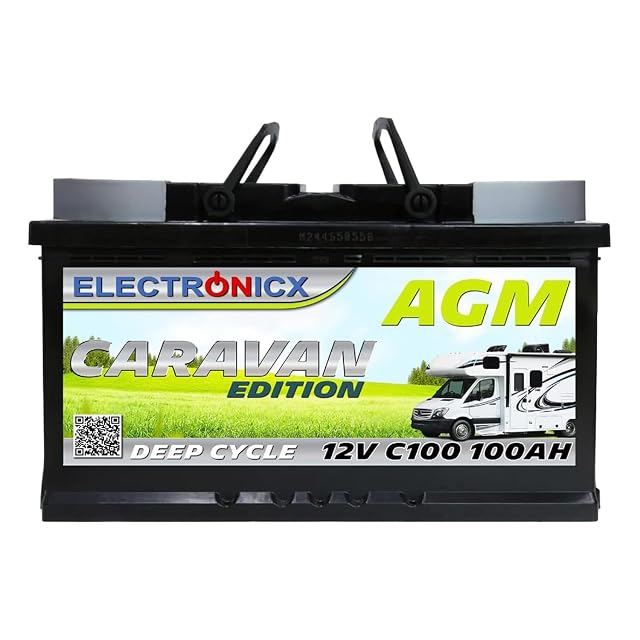 Batería AGM Electronicx Caravan de 100 Ah con bornes de pinza