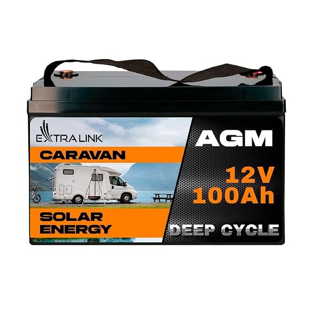 Batería de servicio AGM Extralink de 100 Ah con bornes M8
