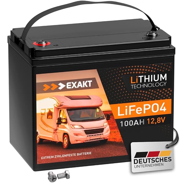 Batería LiFePO4 EXAKT de 100 Ah con bornes roscados M8