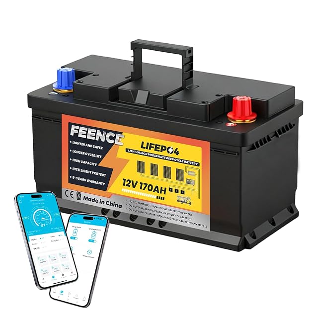 Batería LiFePO4 FEENCE de 170 Ah con supervisión por aplicación Bluetooth