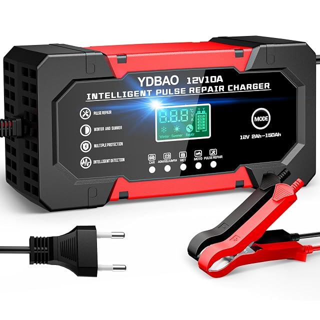 Cargador de batería de coche YDBAO de 10 A con pantalla LCD