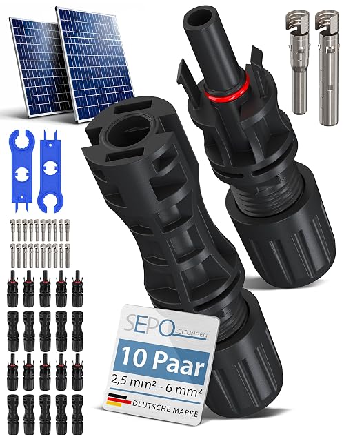 Juego de conectores solares MC4 SEPO-LEITUNGEN, diez pares