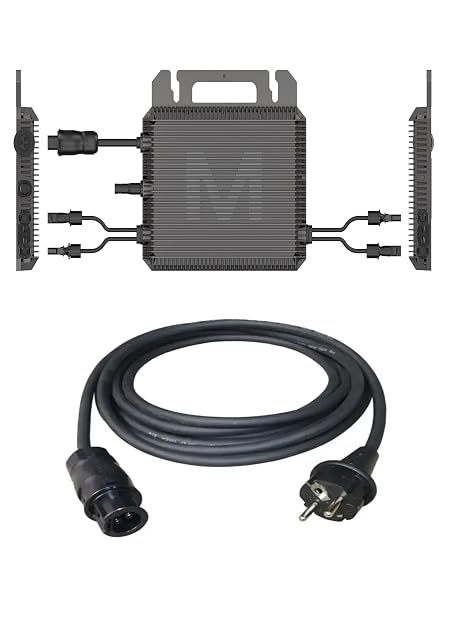 Microinversor Marstek M2-800 con su manguera de conexión Schuko