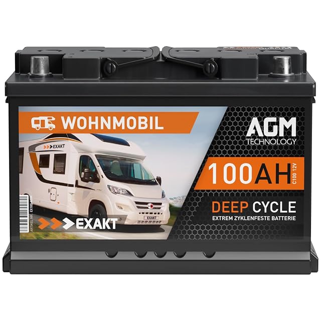 Batería AGM VRLA EXAKT de 100 Ah para autocaravanas y barcos