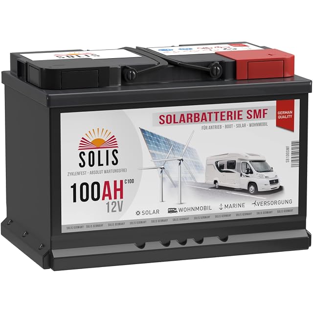 Batería solar SOLIS de 100 Ah sellada y sin mantenimiento