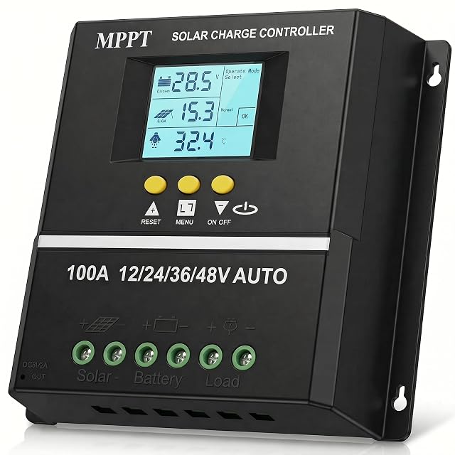 Regulador de carga MPPT Fuhuihe de 100 A con pantalla LCD y puertos USB