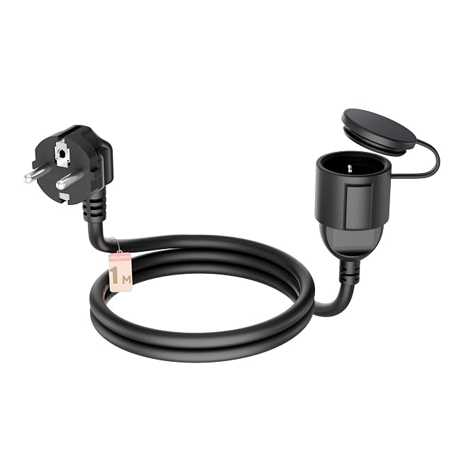 Alargador de exterior negro LIPWEL de 1 m con tapa de base abatible