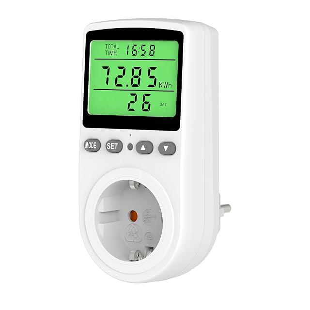 Contador de energía de enchufe Awootsv con pantalla retroiluminada