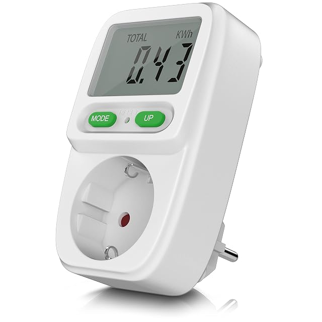 Contador de coste de la energía de enchufe CSL blanco con pantalla de 1,9 pulgadas