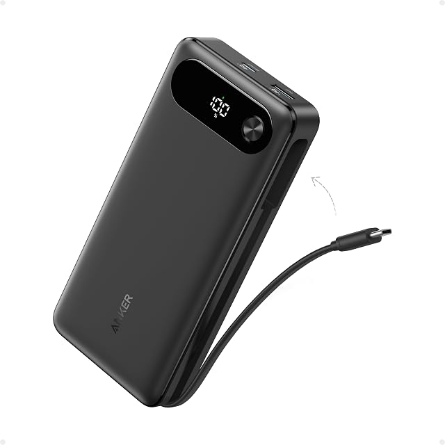 Batería externa Anker de 20 000 mAh y 87 W con cable USB-C integrado