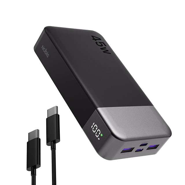 Batería externa NOBIS de 20 000 mAh y 45 W con cuatro puertos