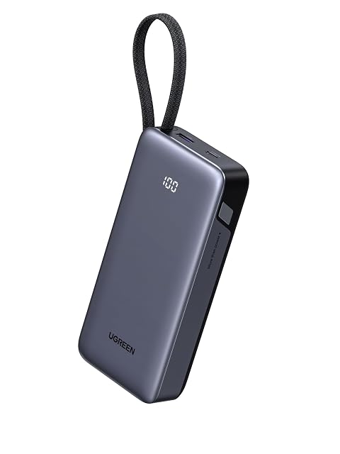 Batería externa UGREEN Nexode de 20 000 mAh con cable integrado