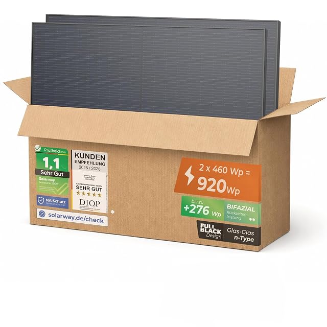 Módulo solar bifacial Solarway de 460 W todo negro