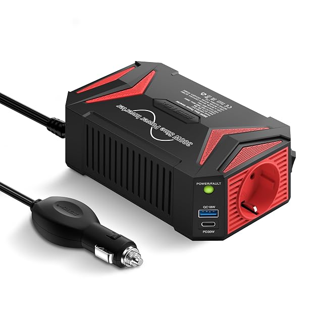 Inversor de onda senoidal pura BESTEK de 300 W con clavija de mechero y puertos USB