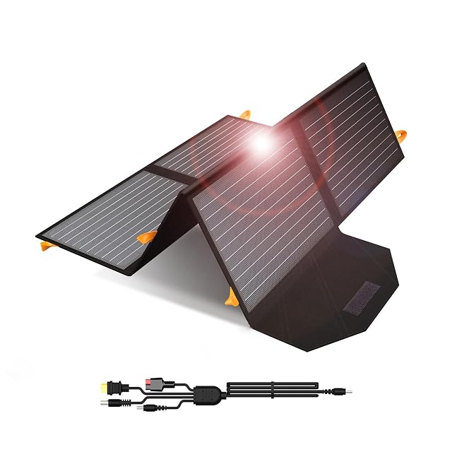 Cargador solar plegable FlexSolar de 60 W con salidas USB e indicador LED