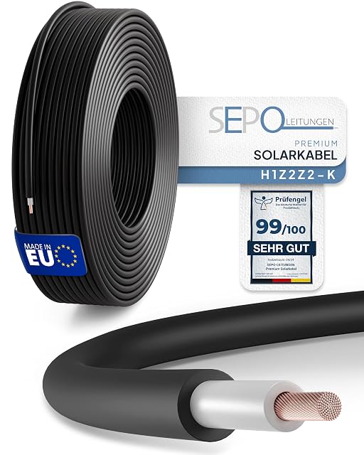 Bobina de 50 m de cable solar negro H1Z2Z2-K SEPO-LEITUNGEN