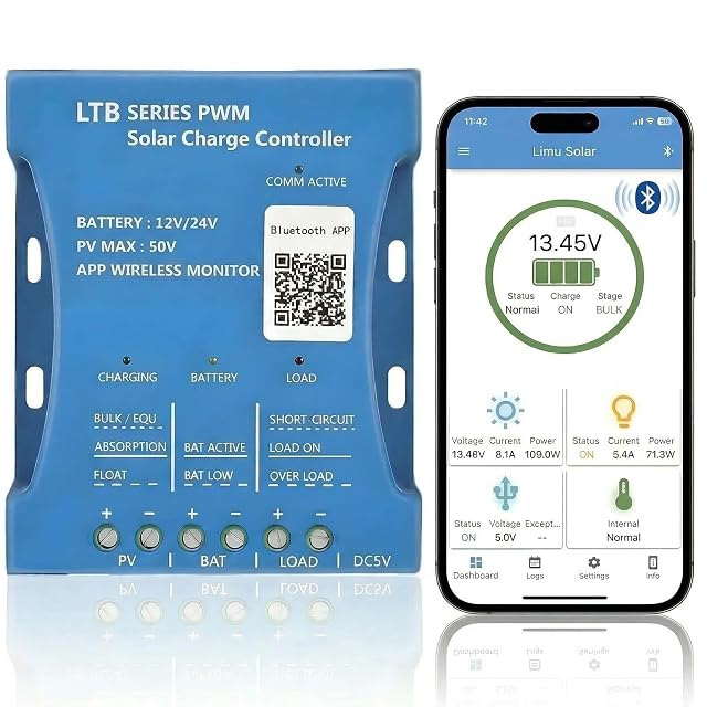 Regulador solar PWM Bluetooth Fuhuihe de 20 A