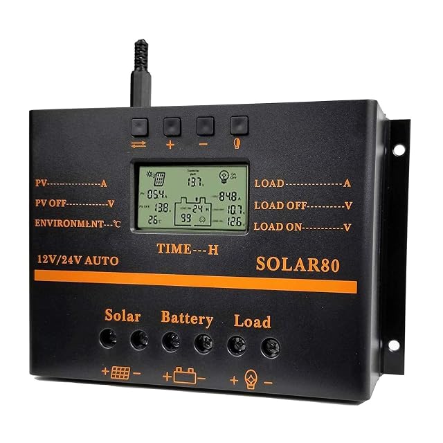 Regulador solar YIWUTRADE de 80 A con pantalla LCD