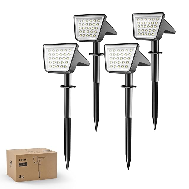 Proyectores solares de jardín Philips con 28 LED cada uno