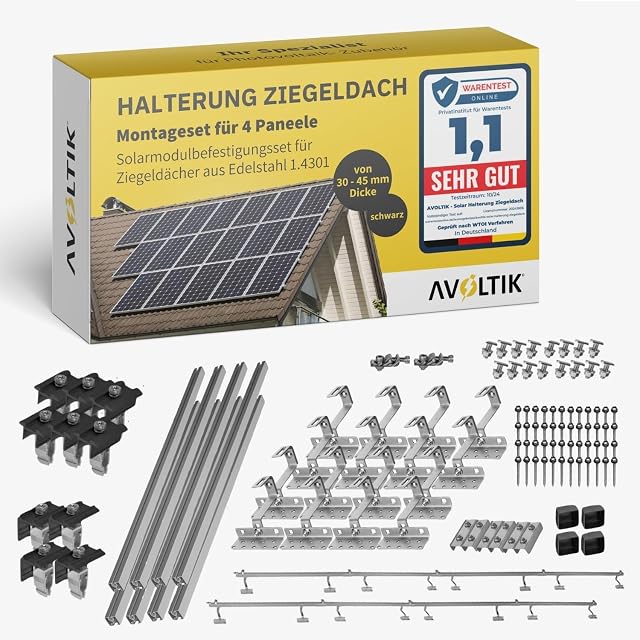 Kit de montaje para cubierta de teja avoltik con ganchos de tejado inoxidables y carriles