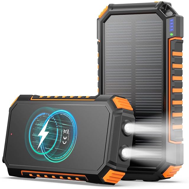 Batería externa solar A ADDTOP con base de carga inalámbrica