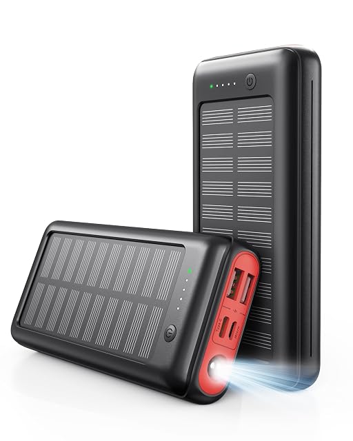Batería externa solar JIGA de 27.000 mAh con tres salidas
