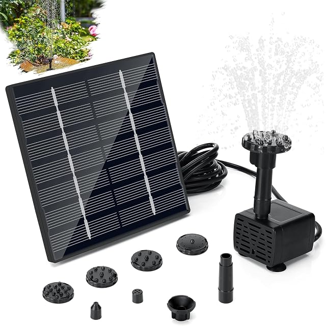 Bomba solar de fuente Sprifityy con su panel y sus boquillas