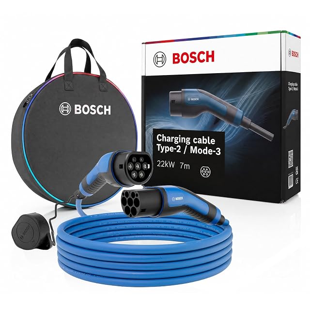 Cable de carga Bosch Tipo 2 para vehículo eléctrico con empuñadura blanda