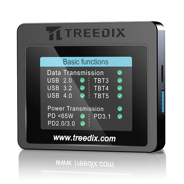 Comprobador de cables USB Treedix con pantalla en color y varios puertos