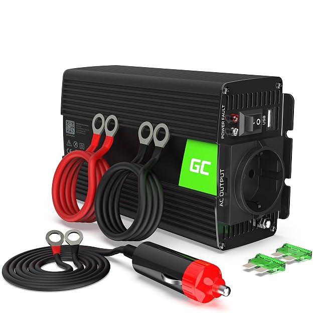 Convertidor de tensión Green Cell de 500 W con onda senoidal pura y toma de red