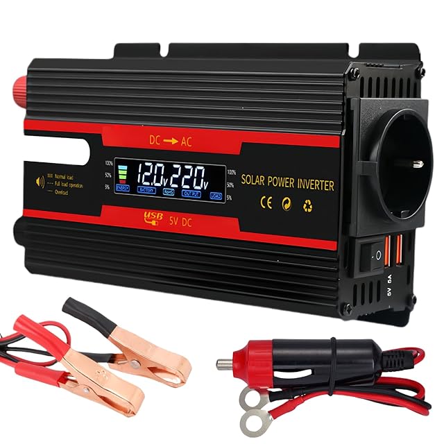 Convertidor de tensión HOSPAOP con tomas EU, puertos USB y pantalla LCD